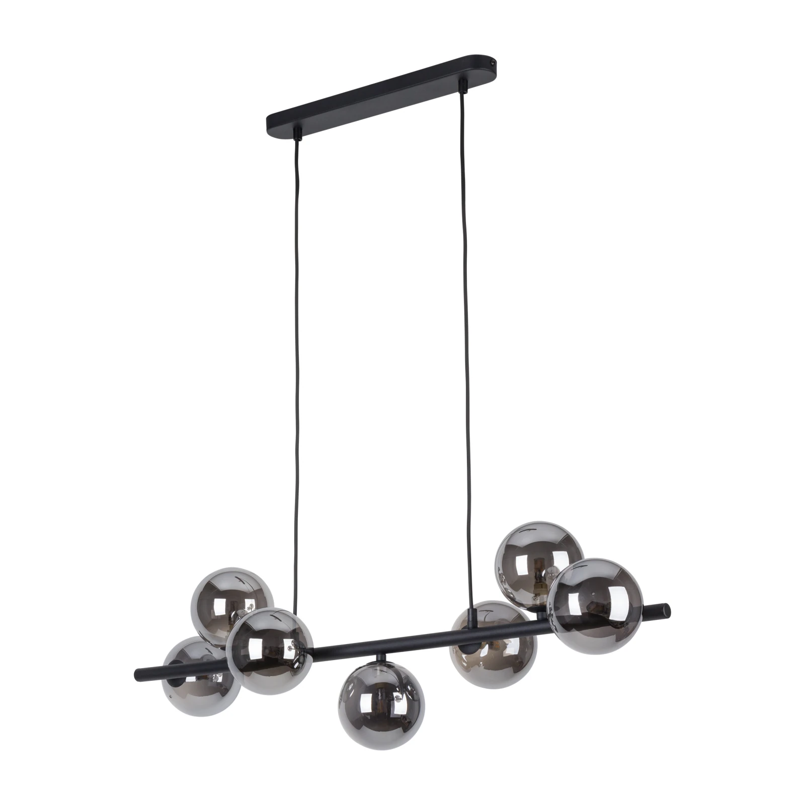 Pendant light 90 cm – linear, black, 7 graphite glass globes