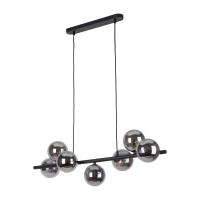 Pendant light 90 cm – linear, black, 7 graphite glass globes - Image 2