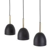 Pendant light 3xE27 – round shades, black, gold accents - Image 3