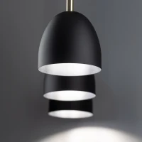Pendant light 3xE27 – round shades, black, gold accents - Image 6