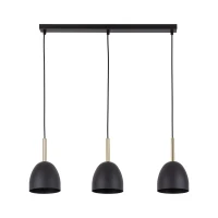 Pendant light 3xE27 – round shades, black, gold accents - Image 8