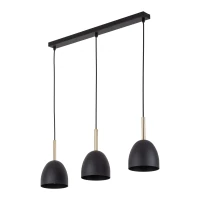 Pendant light 3xE27 – round shades, black, gold accents - Image 2