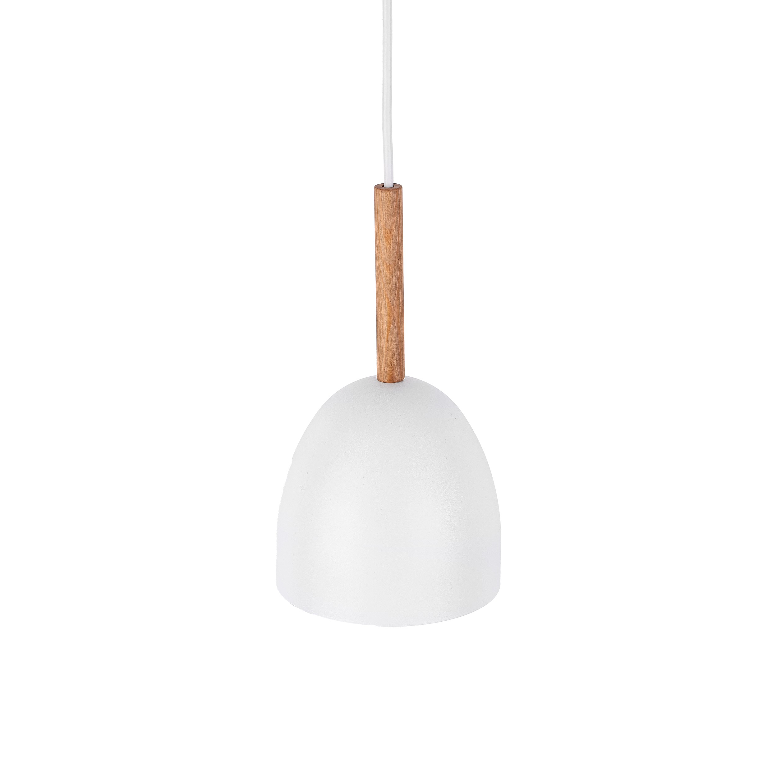 Pendant light E27 – dome shade, white, wood accent - Image 3