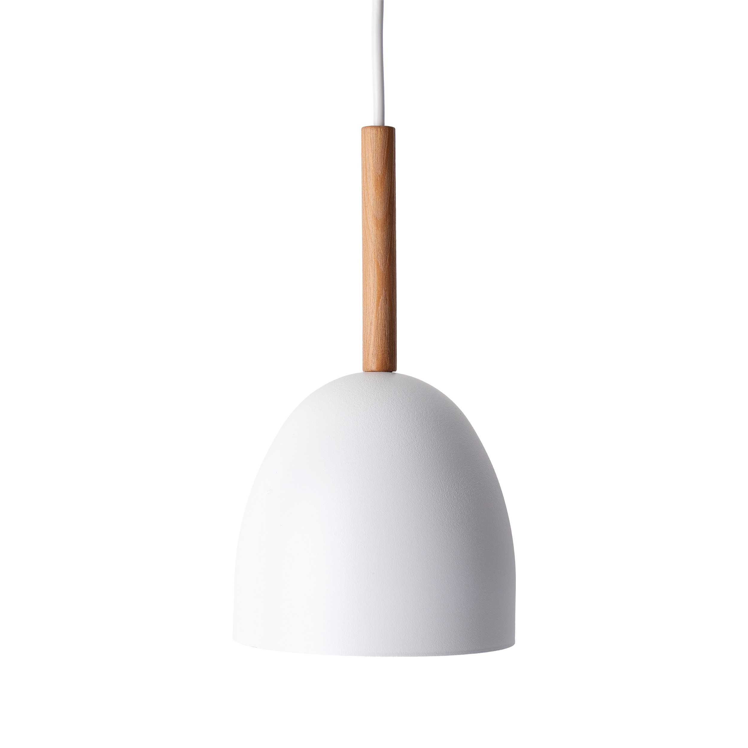 Pendant light E27 – dome shade, white, wood accent - Image 7