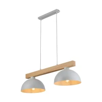 Pendant lamp 2xE27 – white, wooden beam, Scandinavian - Image 6