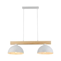 Pendant lamp 2xE27 – white, wooden beam, Scandinavian - Image 7