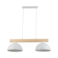 Pendant lamp 2xE27 – white, wooden beam, Scandinavian - Image 8