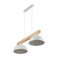 Pendant lamp 2xE27 – white, wooden beam, Scandinavian - Image 9