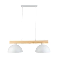 Pendant lamp 2xE27 – white, wooden beam, Scandinavian - Image 11
