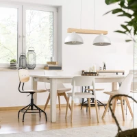Pendant lamp 2xE27 – white, wooden beam, Scandinavian - Image 1