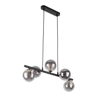 Pendant light 5x8 W – linear black fixture, smoked glass globes - Image 4