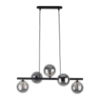 Pendant light 5x8 W – linear black fixture, smoked glass globes - Image 8