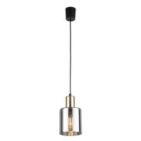 Pendant light E27 – cylinder, black, gold, smoked glass shade - Image 4