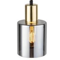 Pendant light E27 – cylinder, black, gold, smoked glass shade - Image 2