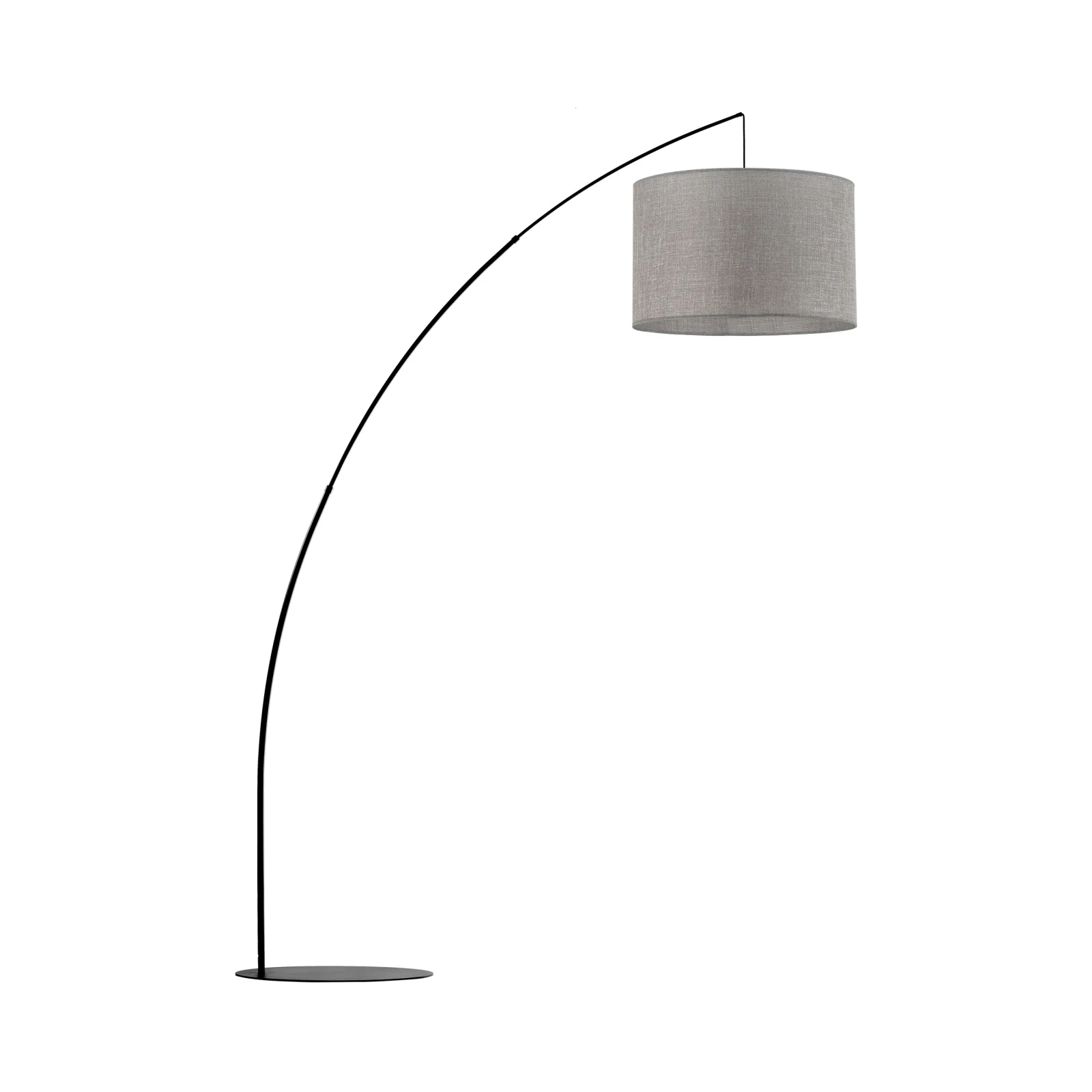 E27 floor lamp 15 W – arc frame, grey shade, black stand