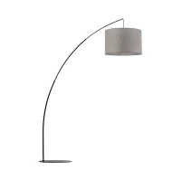 E27 floor lamp 15 W – arc frame, grey shade, black stand - Image 1