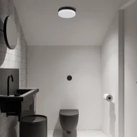 2xE27 ceiling light – round, black, IP44 bathroom rated - Image 3