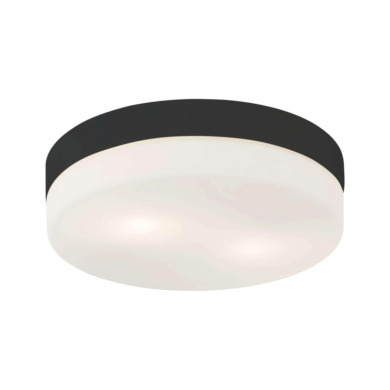 2xE27 ceiling light – round, black, IP44 bathroom rated