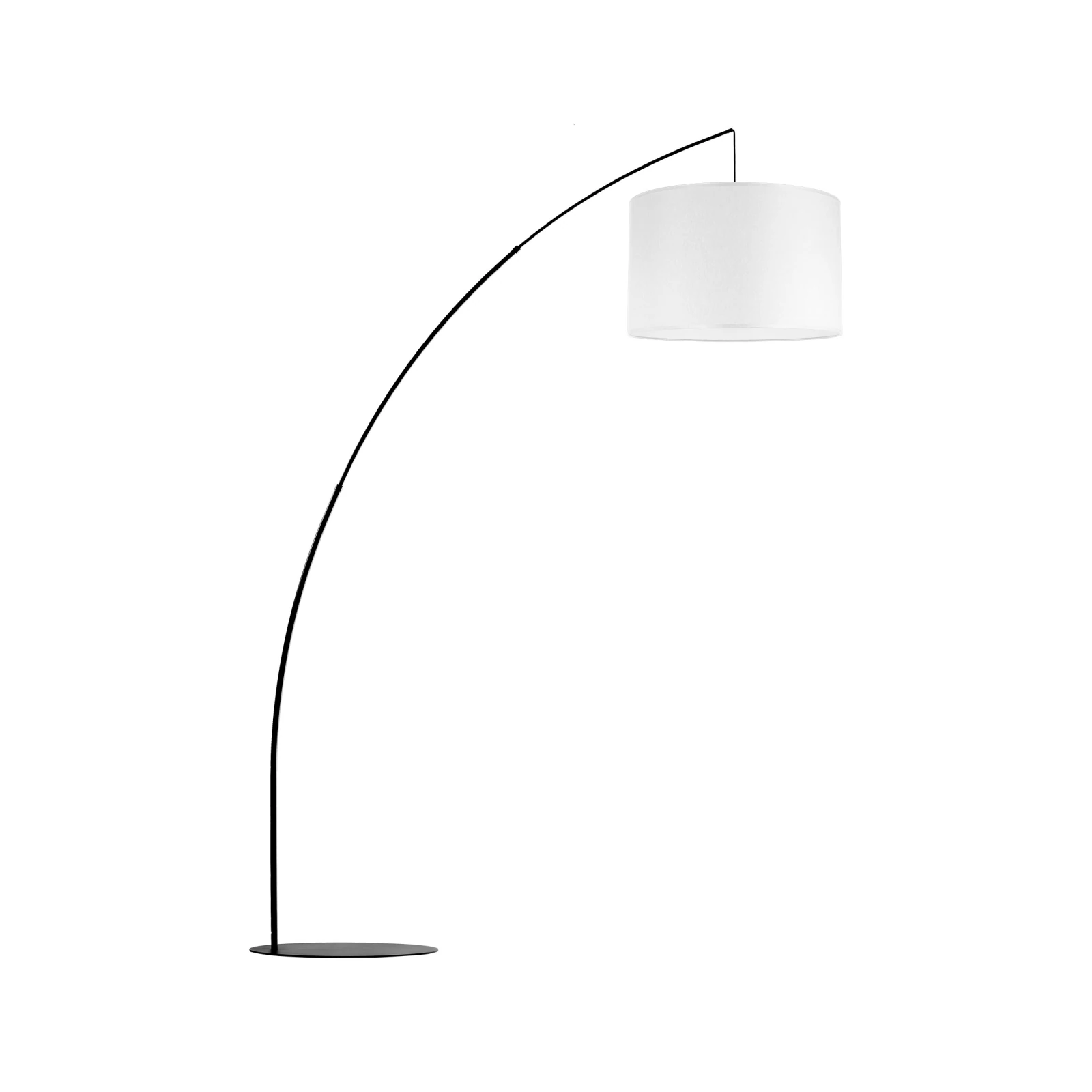 Floor lamp 245 cm – arched, black, white drum shade