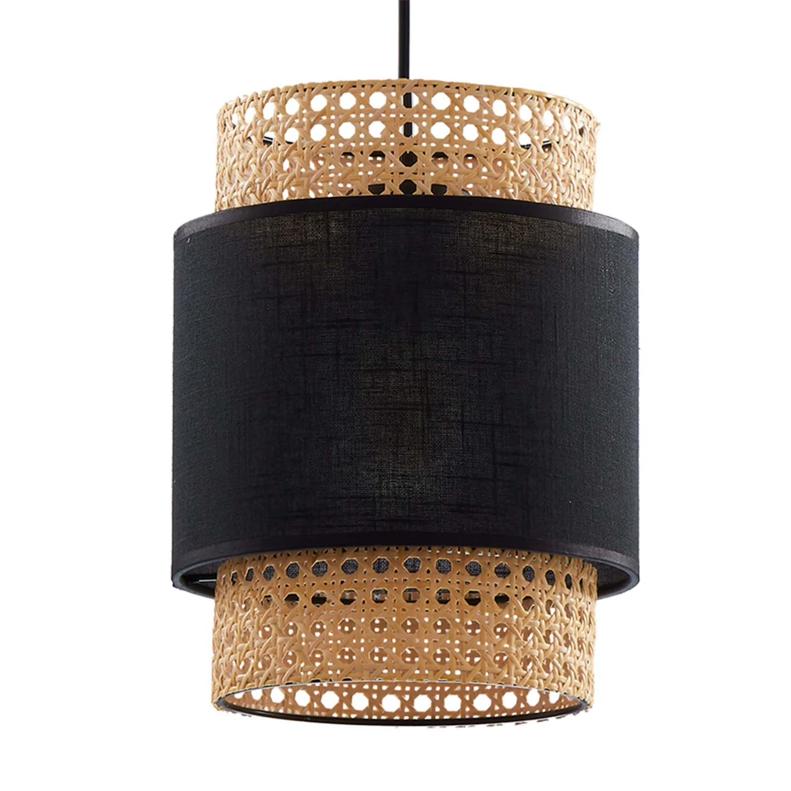 Pendant light 20 cm – round, black, woven shade