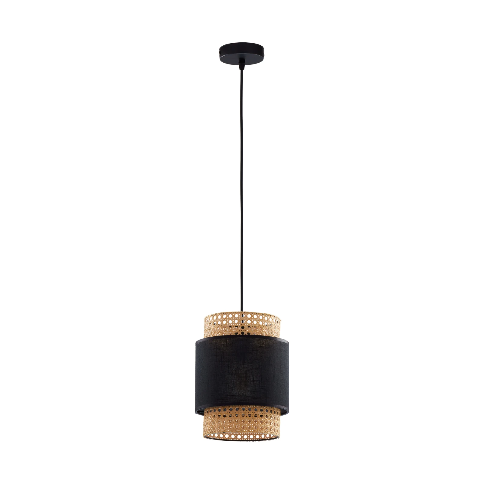 Pendant light 20 cm – round, black, woven shade