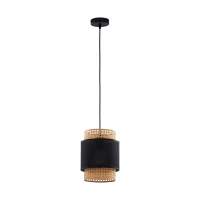 Pendant light 20 cm – round, black, woven shade - Image 2