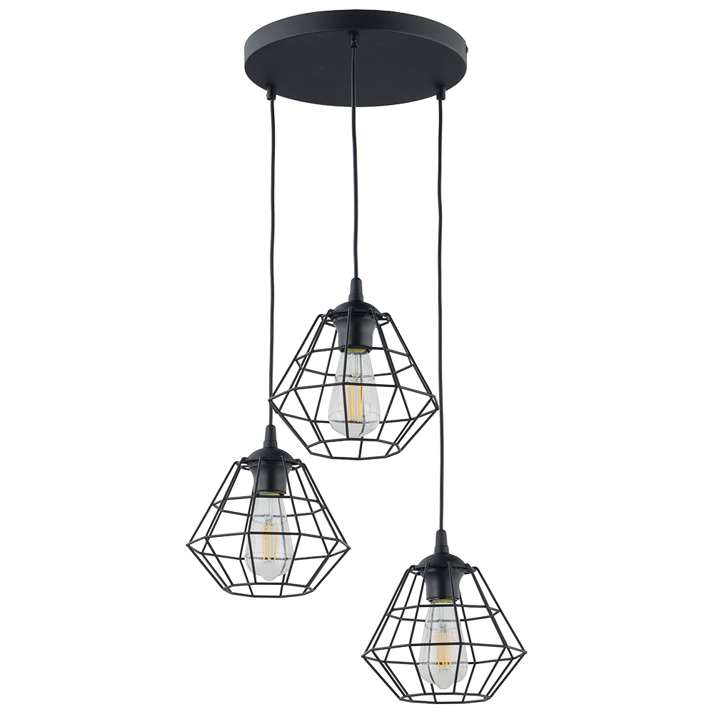 Pendant light 3xE27 – black, three-light design