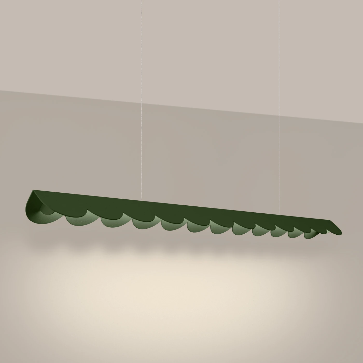 Pendant lamp 16W – linear, olive green, warm LED