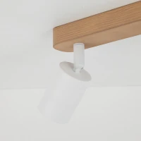Lubinis šviestuvas TOP WOOD 2xGU10, baltas su medžio baze - Nuotrauka 3