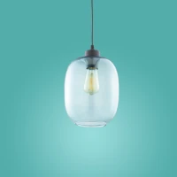 ELIO pendant light – blue glass, black frame, E27 fitting - Image 4