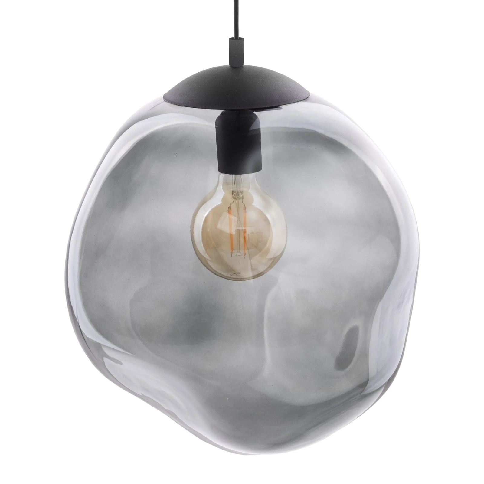 Pendant light E27 – irregular shape, black, glass shade