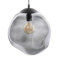 Pendant light E27 – irregular shape, black, glass shade - Image 3