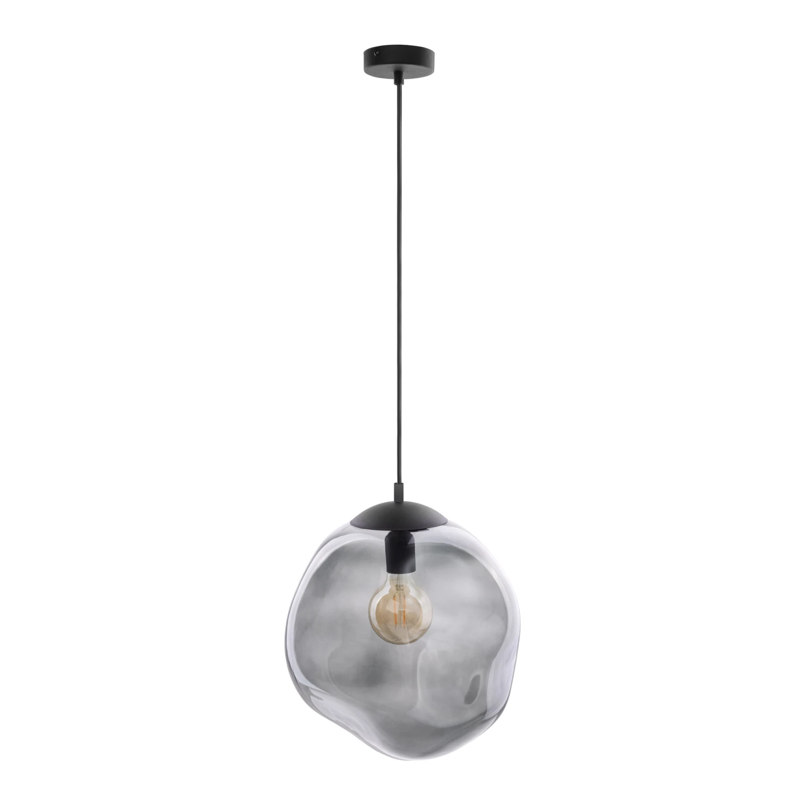 Pendant light E27 – irregular shape, black, glass shade