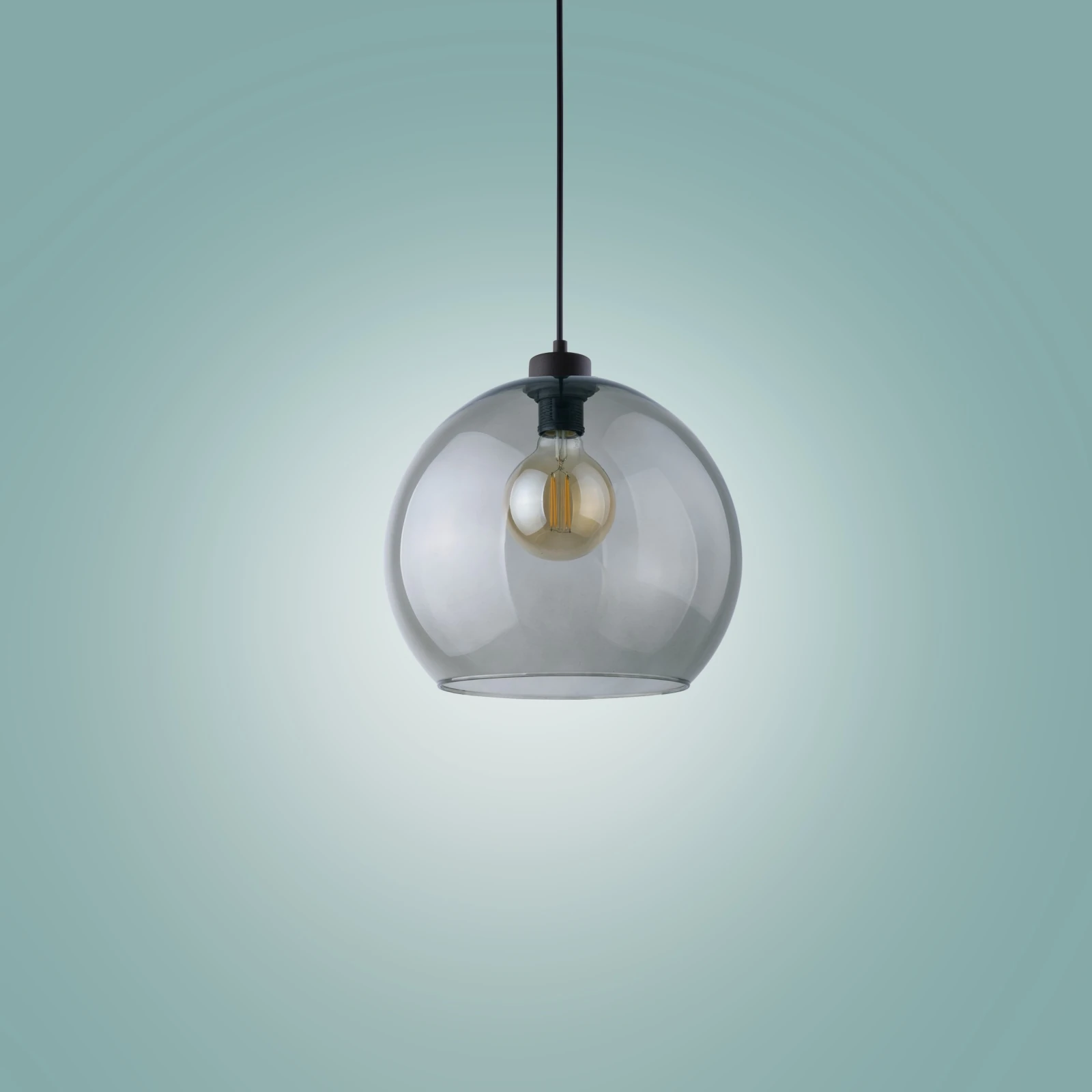 Pendant light E27 – cube shape, graphite, glass shade