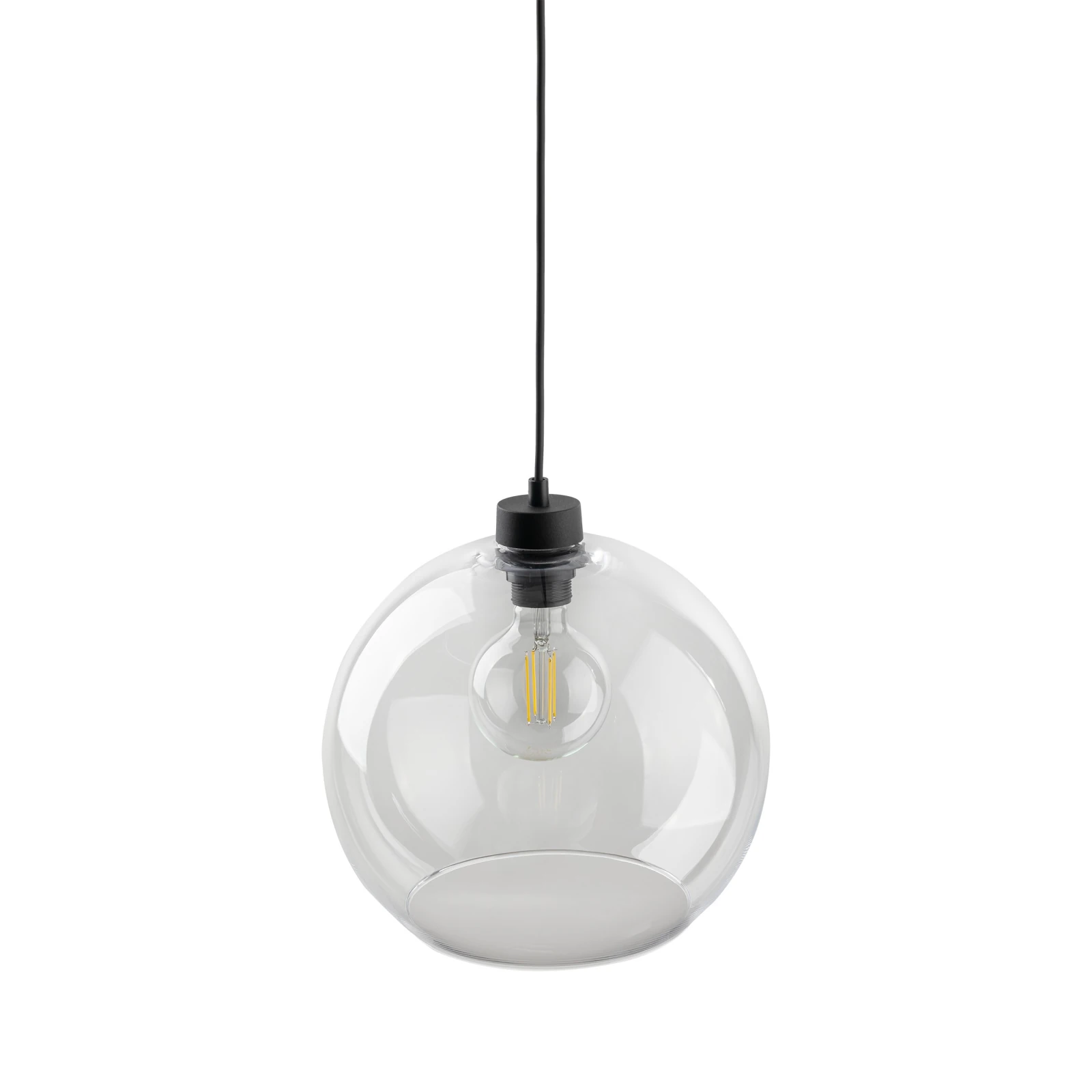 Pendant light 1x15 W – clear glass shade, black details