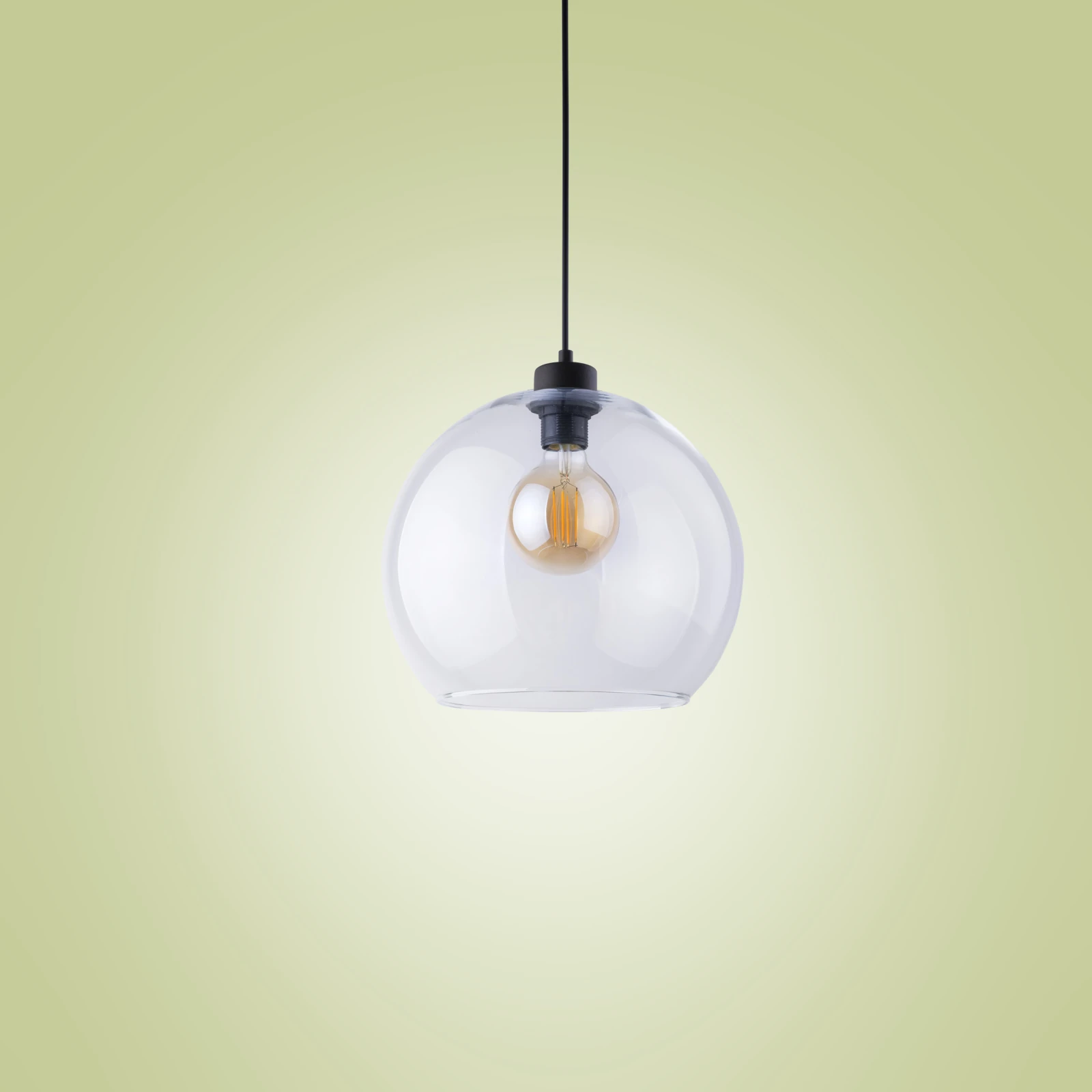 Pendant light 1x15 W – clear glass shade, black details