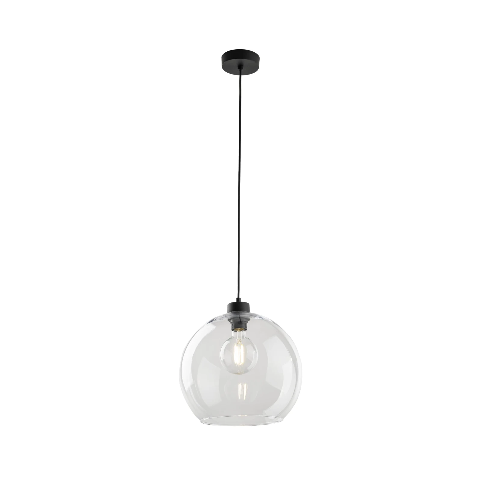 Pendant light 1x15 W – clear glass shade, black details
