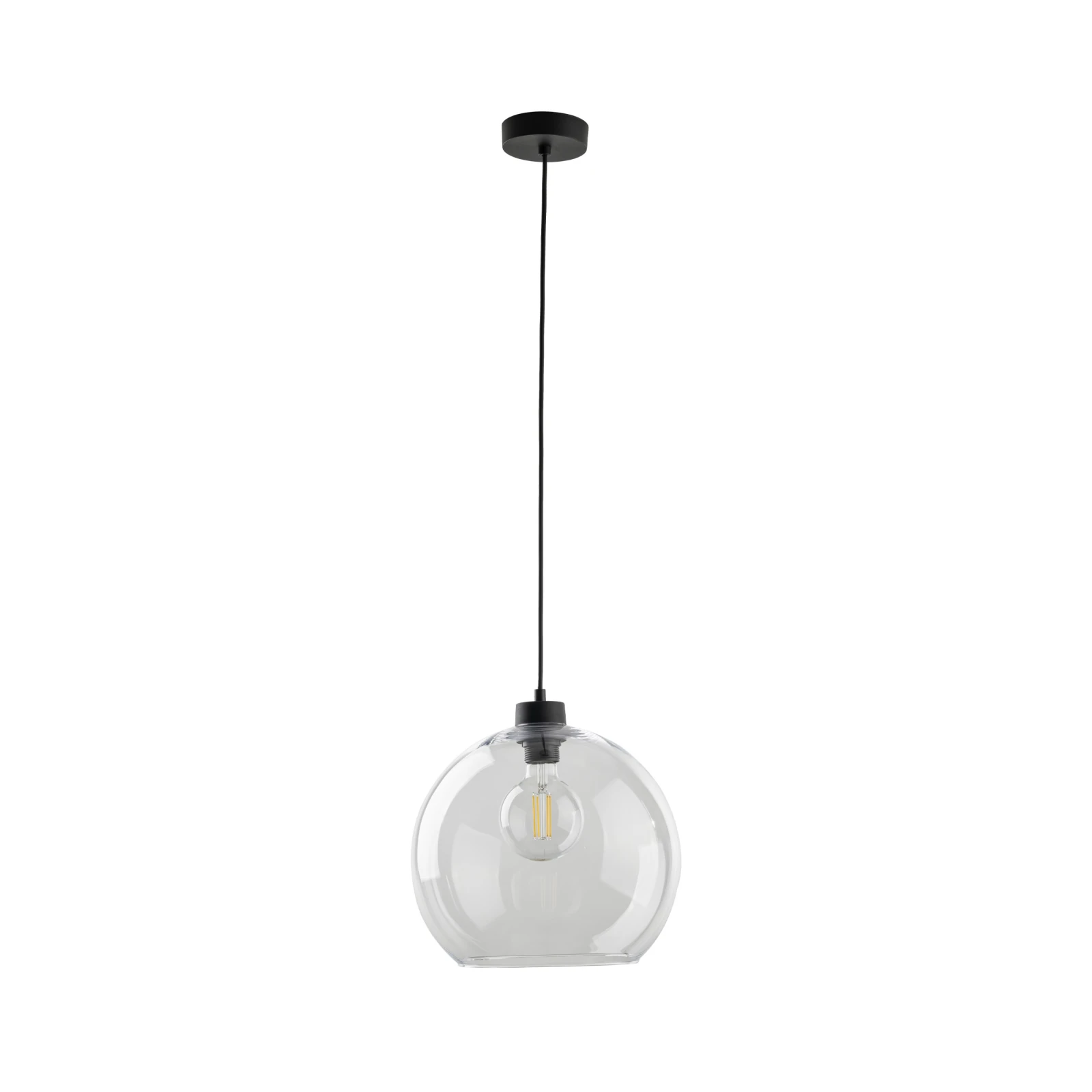 Pendant light 1x15 W – clear glass shade, black details