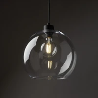 Pendant light 1x15 W – clear glass shade, black details - Image 2