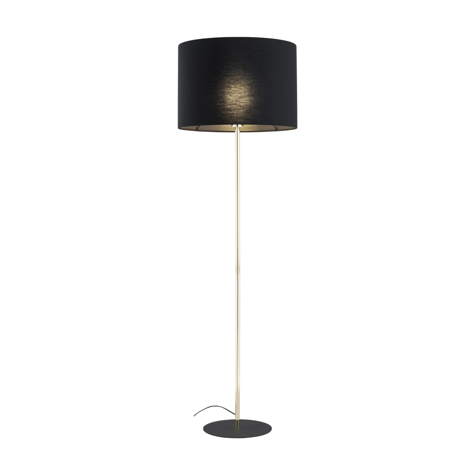 Floor lamp 15 W – cylindrical shade, black and gold