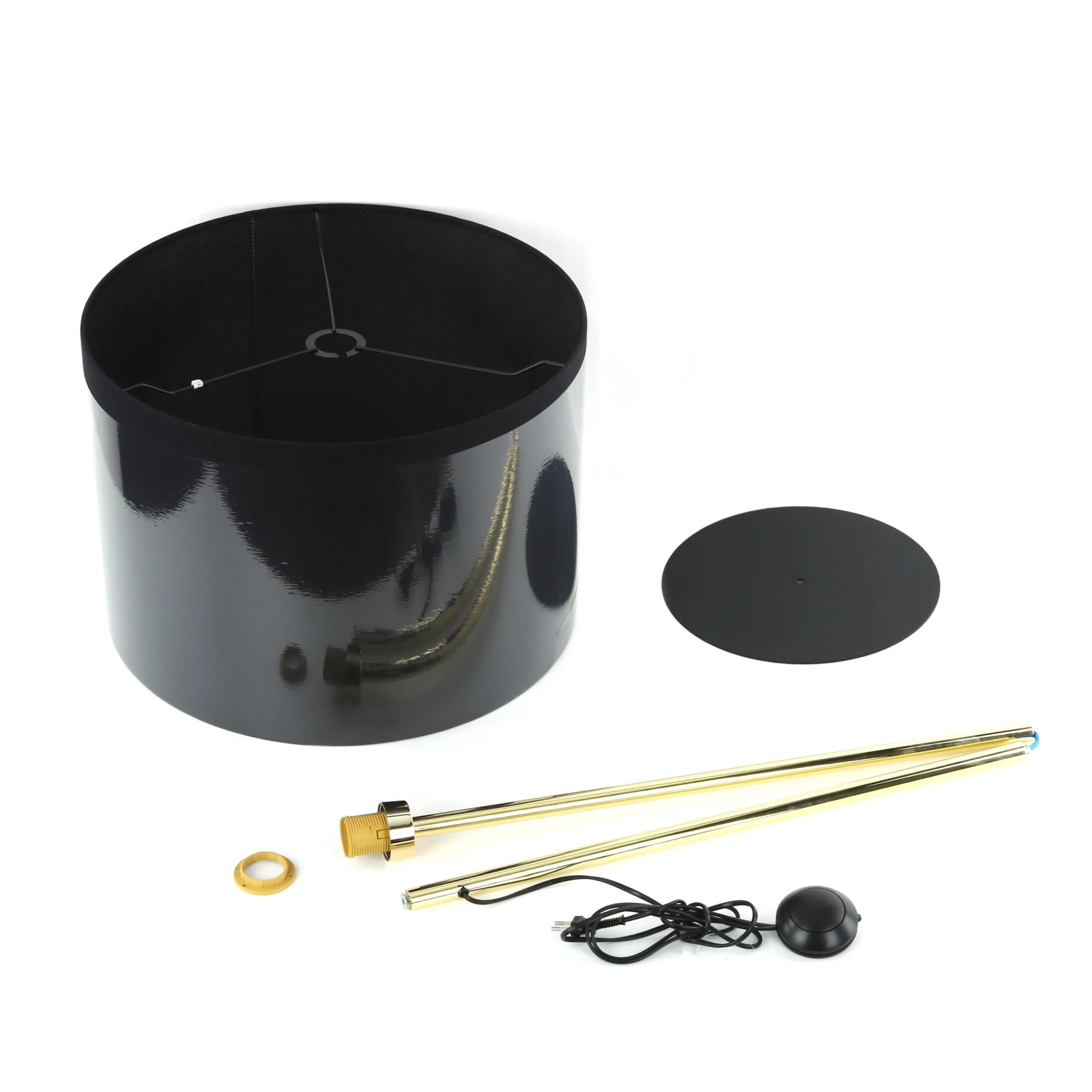 Floor lamp 15 W – cylindrical shade, black and gold