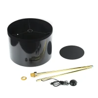 Floor lamp 15 W – cylindrical shade, black and gold - Image 6