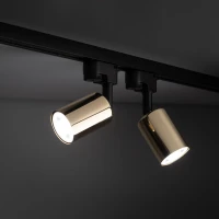 GU10 track spotlight – cylindrical, black and gold, adjustable - Image 3