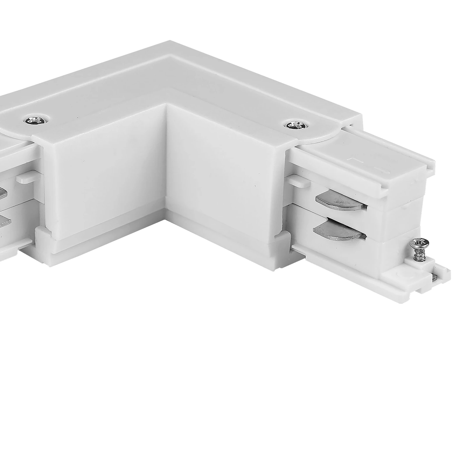 Three-circuit track connector 10 cm – left L-shape, white, IP20