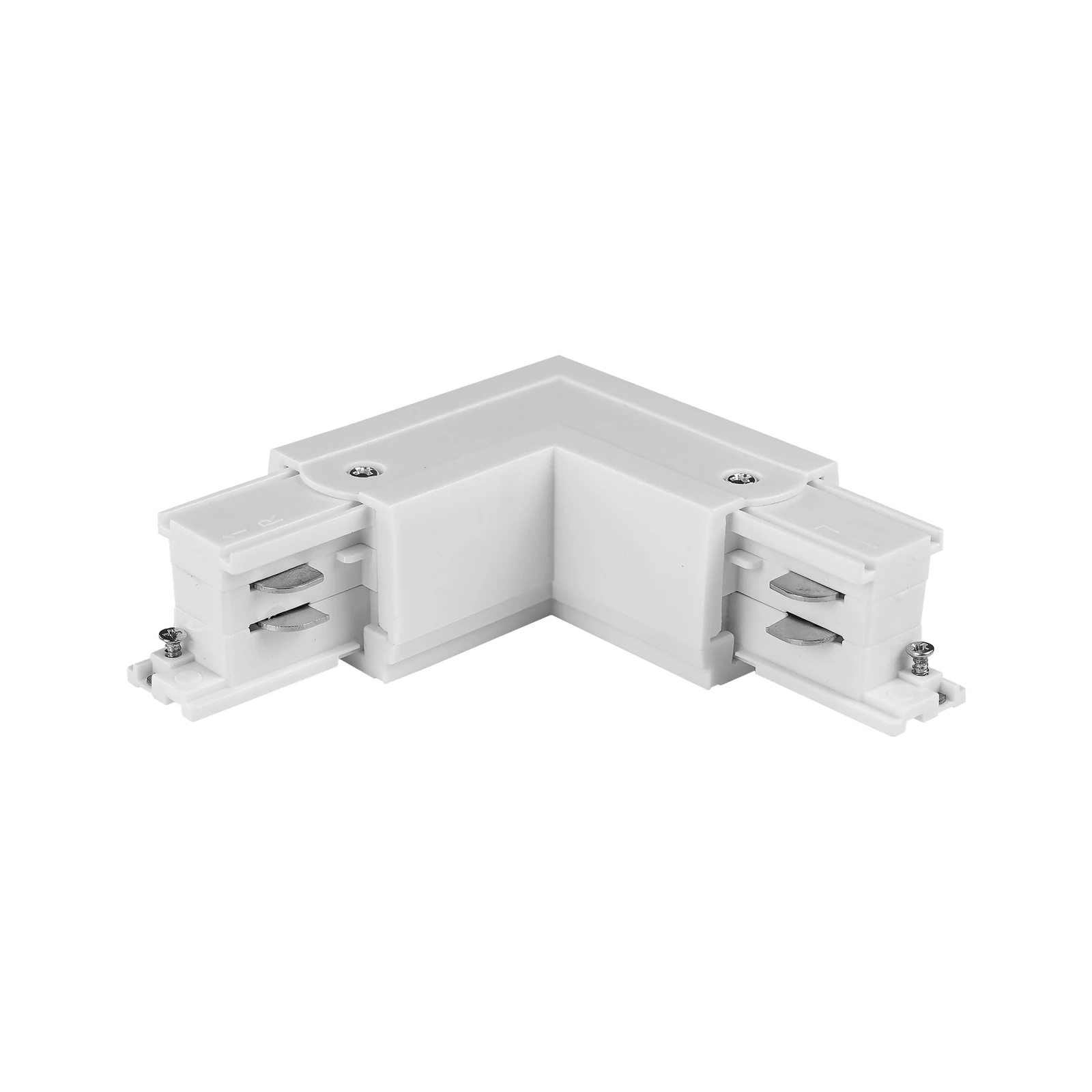 Three-circuit track connector 10 cm – left L-shape, white, IP20