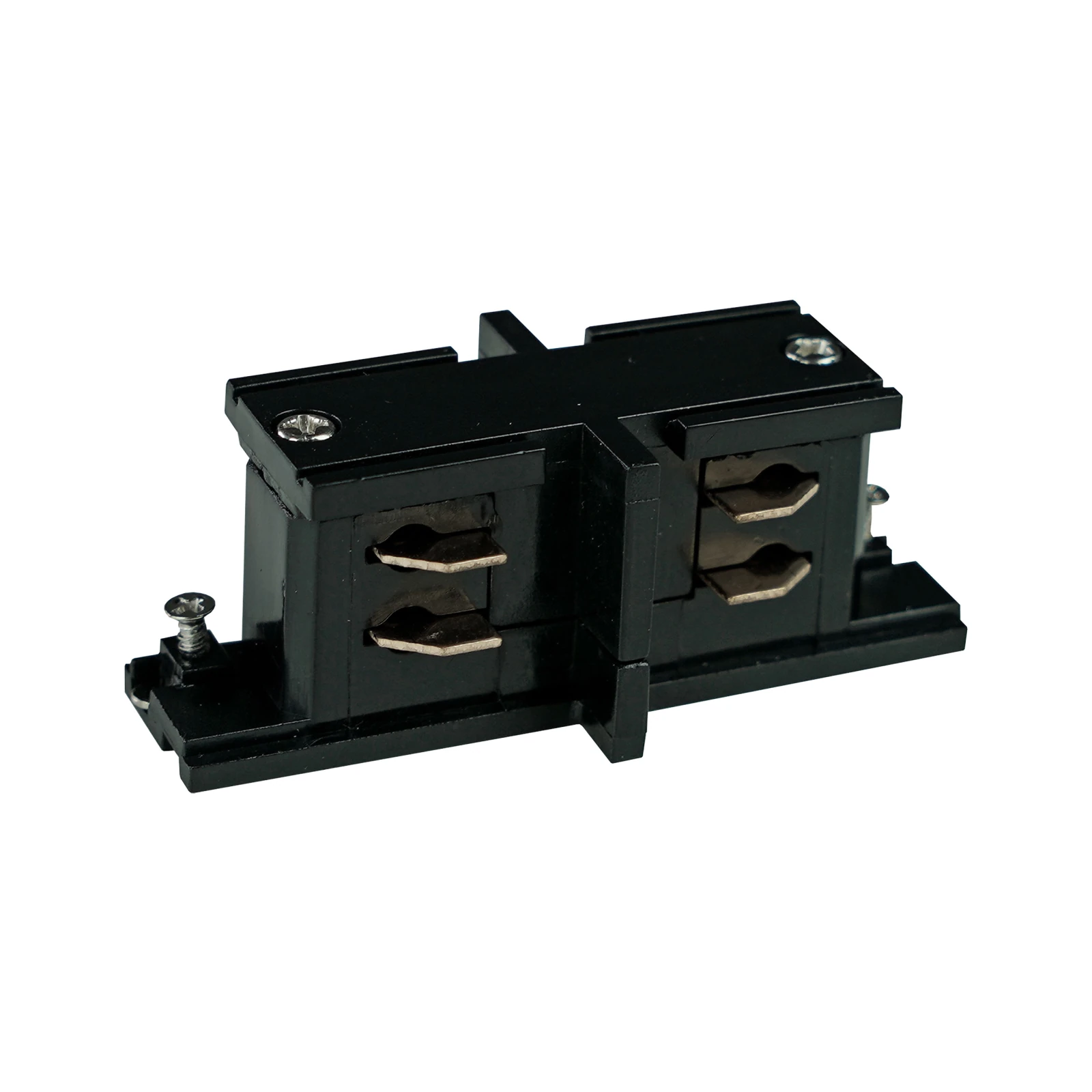 Three-circuit track connector 7 cm – straight, black, compact