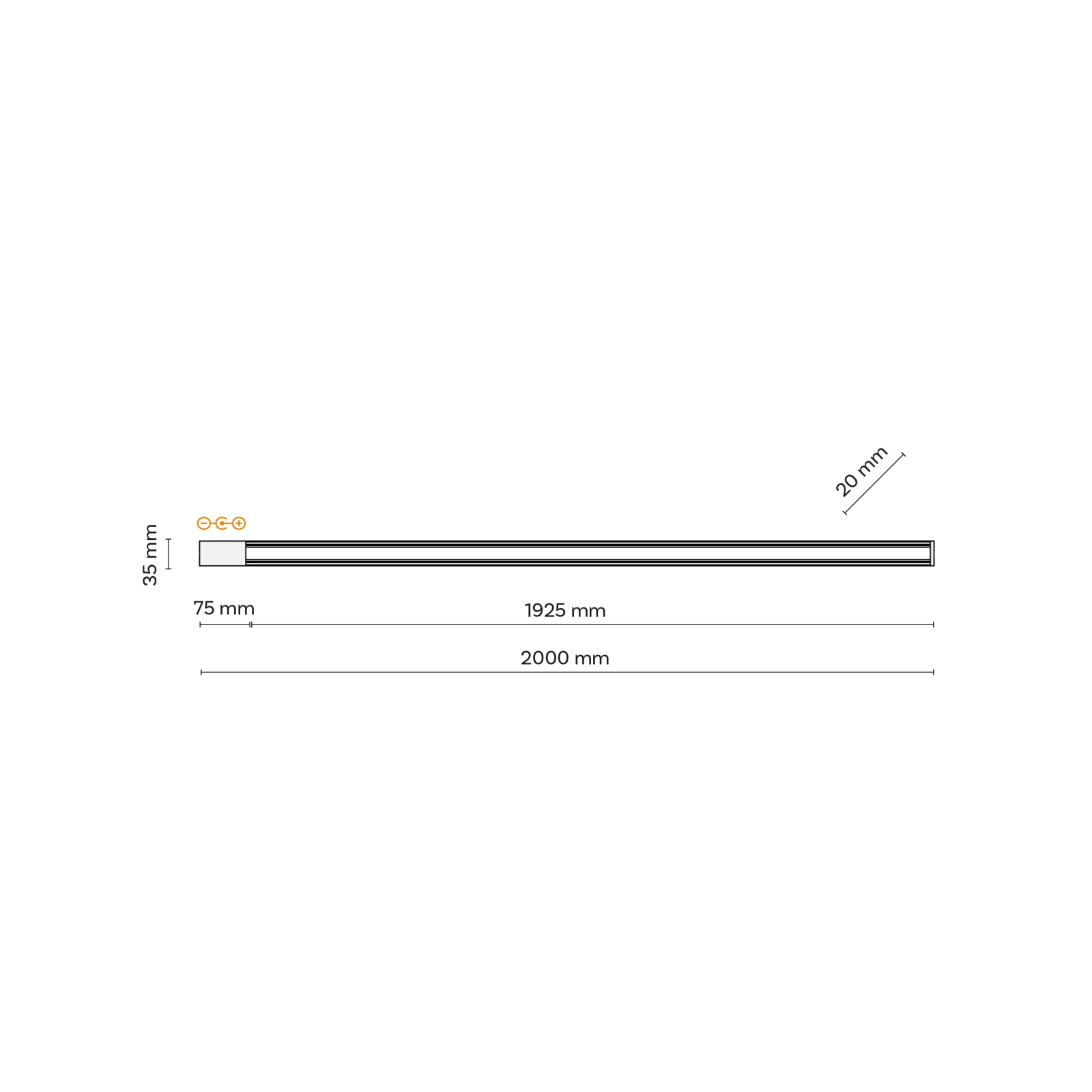 TRACER track rail – 200 cm, white, single circuit