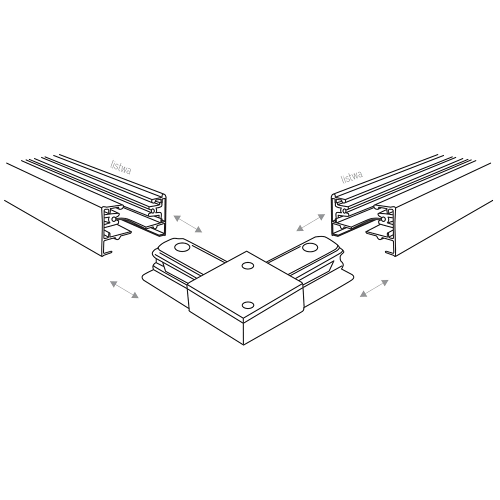 TRACER corner track connector – black, single-circuit system