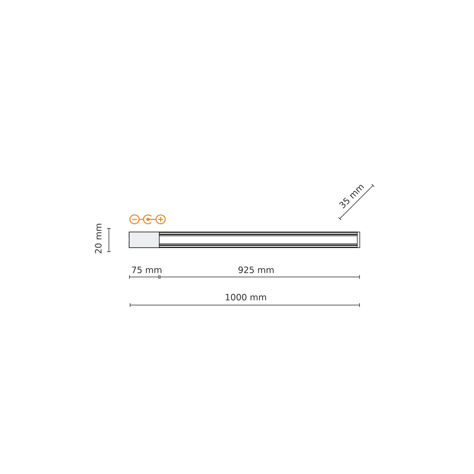 Track rail 100 cm – linear, white, single-circuit