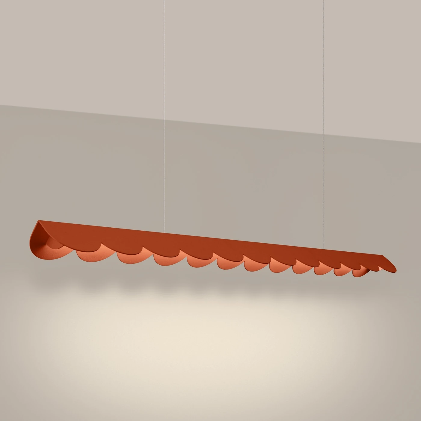 Pakabinamas šviestuvas 131 cm – banguota linija, raudona, LED